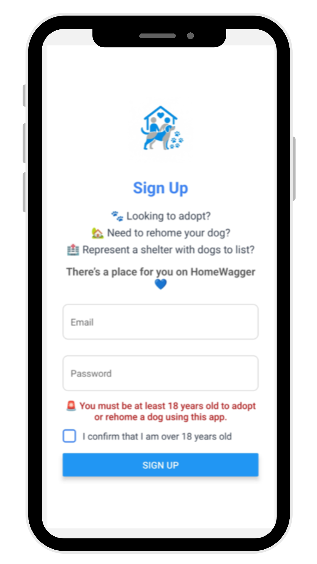 HomeWagger app screen