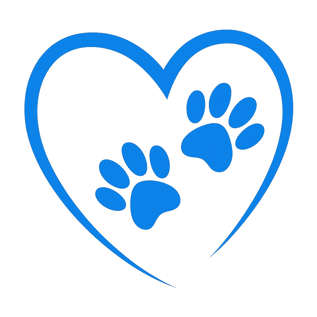 Blue pawprints in a heart shape